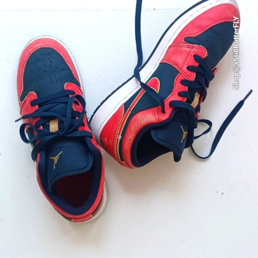 Nike Air Jordan Low Top Sneakers - Navy Blue & Red